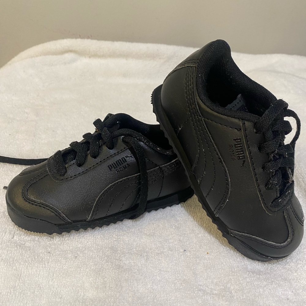 Puma Kids Black Lace-Up Sneakers